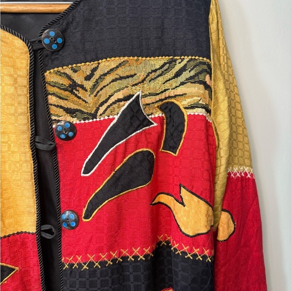 80s Vintage Earth Sea & Sky Patchwork Button-Up Jacket Women's Size Size XL - Picture 2 of 6